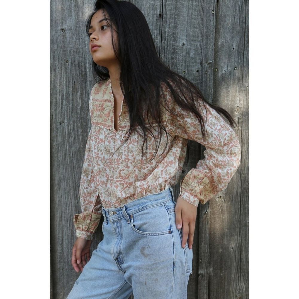 Nani Pani Magnolia Cotton Viole Size‎ Medium/Large Boho Peasant Top